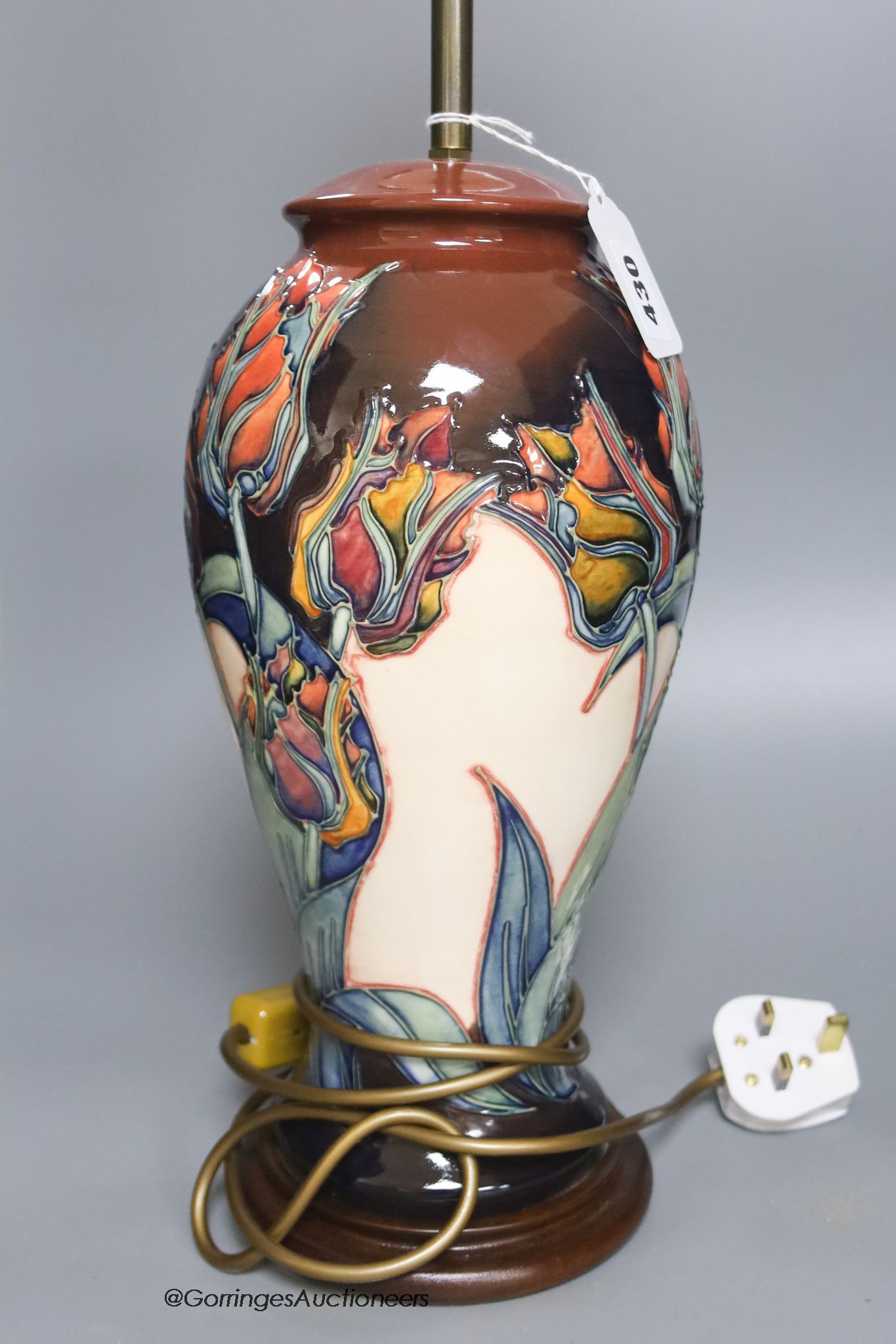 A Moorcroft vase lamp, height 34cm